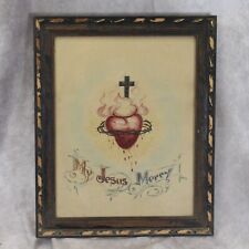 Sacred Heart Handmade Print My Jesus Mercy Framed Vintage picture