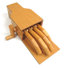 VTG Mechanical Wooden Human Hand Fingers Tap Steampunk Folk Art Oddities 1979 picture