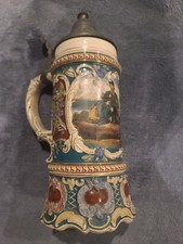 Antique Dümler & Breiden  .5 Liter Beer Stein Germany with working music box picture