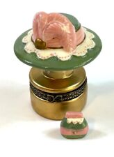 Porcelain Hinged Trinket Box Victorian Hat with Matching Purse picture