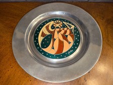 VTG Wilton Pewter Columbia PA Signed JBecker Stained Glass Angel Plate #610/1000 picture