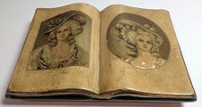 Vintage Borghese Chalkware Dula Portrait Trinket Box has some chipping picture