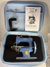 SINGER 20-10 Sew Handy 1950's Powder Coated Blue, Carrying Case, Clamp, and book picture