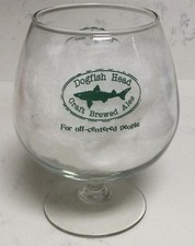 DOGFISH HEAD GIANT STEMMED SNIFTER CHALICE BEER GLASS 20 OZ SHARK LOGO RARE SIZE picture