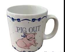 Pink Pig Out Coffee Mug 1986 Farm Animal White Blue Barbecue Bbq Sunny RAB KOREA picture