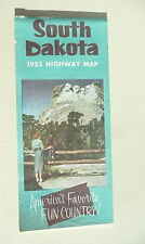 1953 South Dakota  official highway state road  map picture