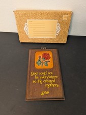 Vtg Wallace Berrie Sign Wood Plaque 'God could not be...created mothers' VGC picture
