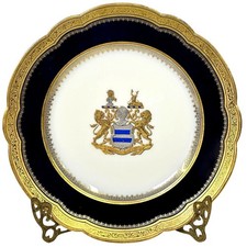Antique Sevres 1848 Chateau des Tuileries Cobalt Gilt Armorial Cabinet Plate picture