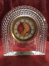 FLAWLESS Exquisite JAPAN HOYA Art Glass LOFTY Heavy ROPE Crystal CLOCK & STAND picture