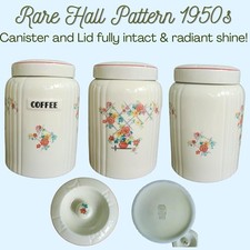 Hall Coffee Canister Floral Lattice 1950s RARE Vintage Hall China Co Radiance picture