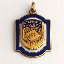 Vtg Jr. High Enamel Fob Pendant School Charm Gold Filled Stephen A Halsey JHS picture