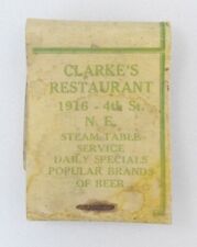 Clarke's Restaurant Antique New York City Matchbook Macke Cigarette Machine picture