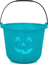 SCS Direct Teal Pumpkin Halloween Candy Treat Bucket 8.5in - Jack O Lantern picture