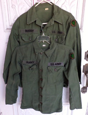 2 Vintage 1960s U.S. Army Military Vietnam Shirts OG-107, DSA-1-3920-64-C Size S picture