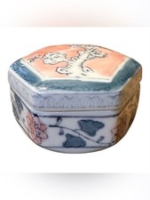 Vintage Porcelain Hexagonal Floral Trinket Box picture
