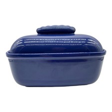 Waechtersbach Vintage Bread Container Solid Medium Blue As-Is 12 x 7 x 8 HTF picture