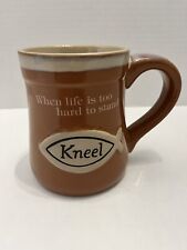 New Stoneware Pottery Coffee Mug BURTON When Life Gets Too Hard Kneel picture