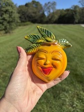 Vintage CHALK WARE anthropomorphic Wall Plaques 1pcs Fruit Peach 70’s Whimsy picture