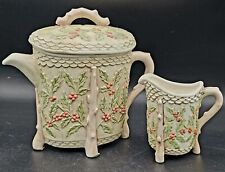 Vnt Set Of 2 Holland Mold Ceramic Holiday Teapot And Creamer picture