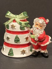 Vtg Relpo Christmas Spaghetti Santa Bell Planter Japan Ceramic 1950’s MCM picture