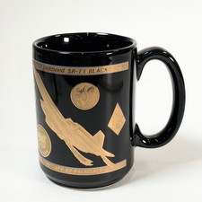 Vintage Lockheed SR-71 Blackbird Coffee Mug Black 22K Gold Military Pilot picture