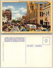 Wilshire Boulevard Busy Crowds Postcard picture