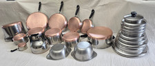 😃 Revere Ware Set Pre 68 Double Circle Cooper Bottom  Complete 24 Pieces picture