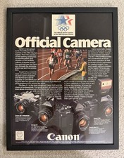 1984 LA Olympics Canon Camera Framed Magazine Ad Print 10x13 Vintage Canon picture
