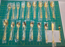 20pc Vintage Gold Plated Flatware Lot Ornate Floral Sealed Korea Estia Rogers picture