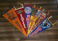 Vintage 1980s Florida Tourism & Theme Park Felt Souvenir Pennant Collection (6-P picture