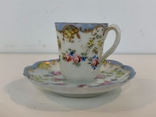 Antique Tashiro Shoten Japanese Hand Painted Porcelain Cup & Saucer Floral Dec. picture