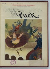 New York NY 1912 Puck Thanksgiving Turkey Dance Cartoon Uncle Sam Celery picture