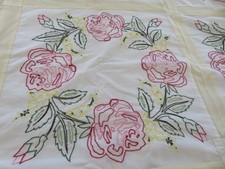 Vintage Hand Embroidered Quilt Top ROSES & ROSES. Needs Finishing 60