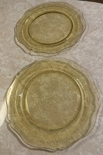 Vintage Federal Madrid Yellow Depression Glass Dinner Plates 2 picture