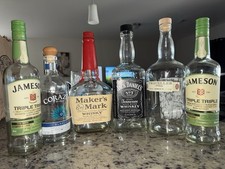 Empty Liquor Bottles Lot of 6  750ml-1.75L Jameson Makers Corazon Traveller Jack picture