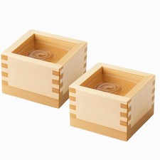 2757, Wooden Sake Cups Masu Japanese Hinoki Wood Saki Cup Box Made in Jap picture