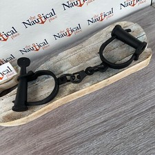 Iron Hand Cuffs w/Key,  Old Vintage 1800s Style Handcuffs, Heavy Duty Shackles picture