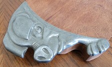 Vintage CEF France Zoomorphic Pewter Pig Wooden Cutting/ Charcuterie Board picture