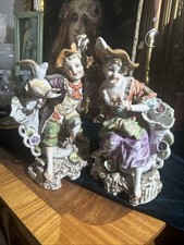 Vintage Capodimonte Porcelain Rococo Courting Couple Pair Figurines N Mark, 10” picture
