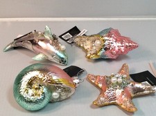 Four Robert  Stanley Glass Seashell Ornament with tags picture