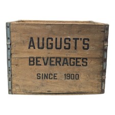 Rare August Beverage Co Wood Crate Mahonoy City PA 1948 Antique Box picture