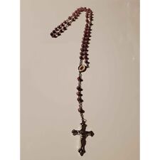 Pink glass beaded rosary cross crucifix necklace picture