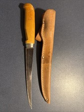 Vintage J. Marttiini Rapala Enscribed Fish Fillet Knife w/Leather Sheath picture