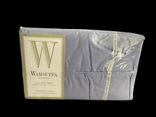 Vintage Wamsutta Supercale Plus Full Flat Sheet Bayport Chambray Blue USA NEW picture