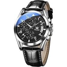 OLEVS Men's Black Simple Waterproof Business Watch with Date picture