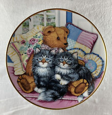 COZY COMPANIONS Cat Kitten Kitty Plate Franklin Mint K Duncan Teddy Bear Pillows picture