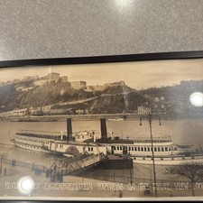 1919 WW1 stars & Stripes Ehrenbreitstein fortress Coblenz Germany ORIGINAL boats picture