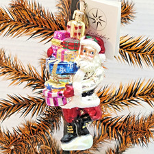 Last Minute Shopper Santa Ornament Vintage Christopher Radko Box & Tag Retired picture