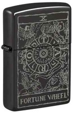 Zippo Wheel of Fortune Tarot Design High Polish Black 46138 picture