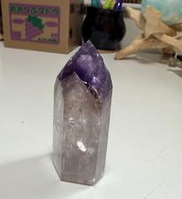 Amethyst Quartz Tower Polished Crystal Point Rainbow Veil 118g Purple picture